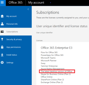 Check your Microsoft Office subscription status